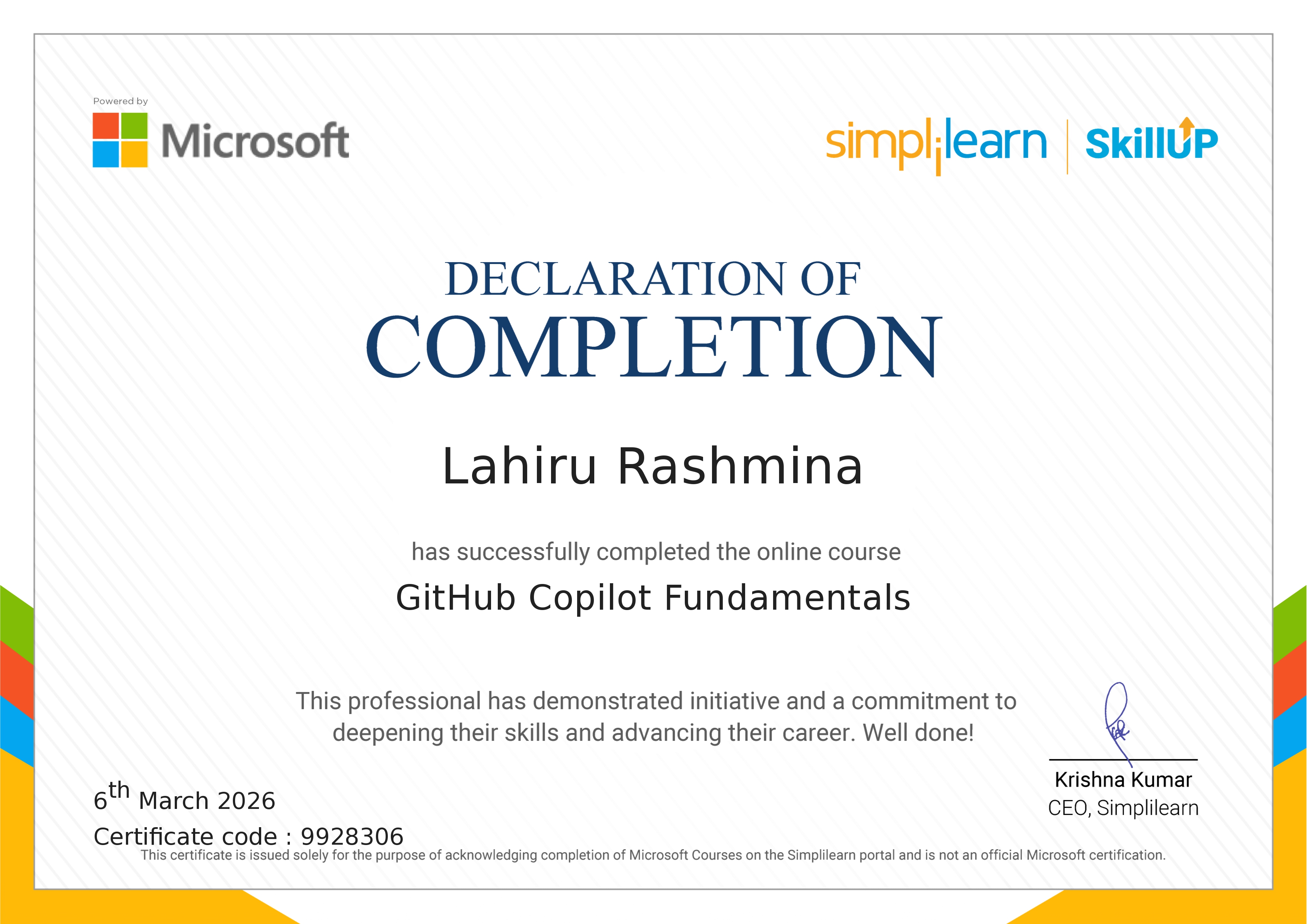 GitHub Copilot Fundamentals Certificate